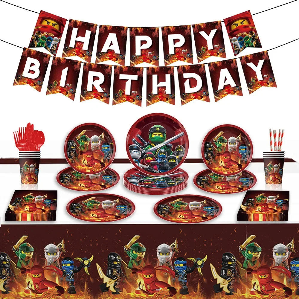 Kids Boys Girls Birthday Ninja Party Go Supplies Tableware Gift Giftbag Party Favor Balloon Finger Toy