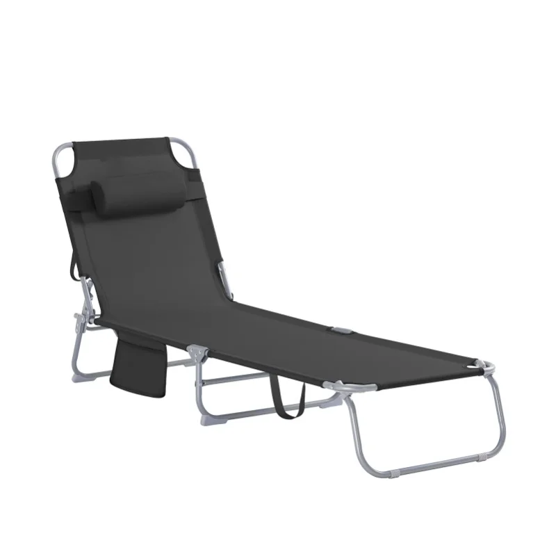 SoBuy OGS35 onnenliege klappbar Gartenliege Liegestuhl klappbar mit Kopfkissen & Seitentasche für Gartenmöbel 155x56x81cm
