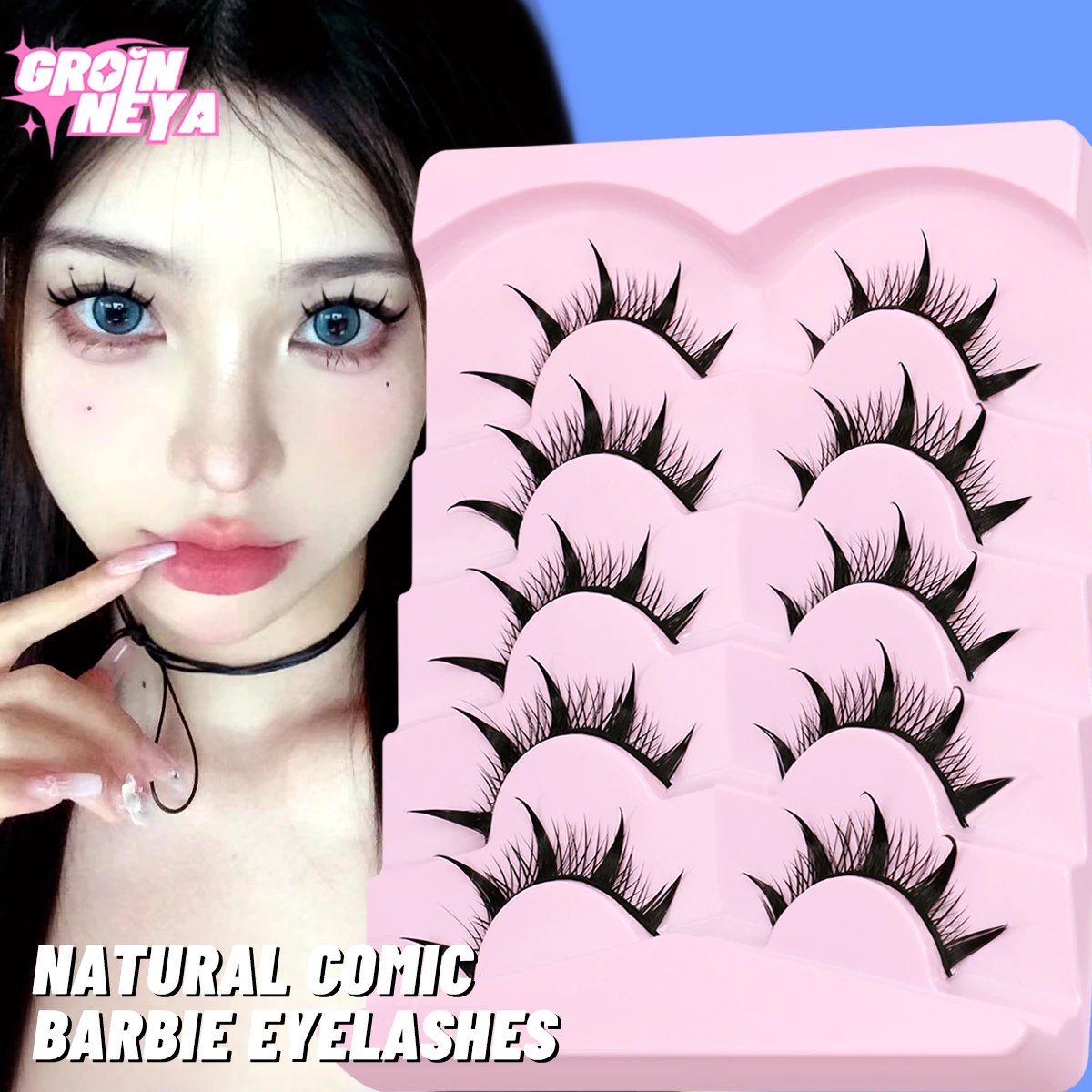 GROINNEYA New Manga Lashes Soft Natural Eyelashes Devil eyelashes Manga Eyelashes Daily Dating Makeup Eyelashes Lashes Wispy