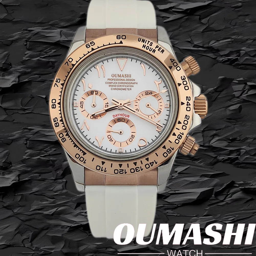 Relojes deportivos de cuarzo para hombre de 39,3mm, relojes de negocios para hombre, reloj de lujo VK63, reloj cronógrafo para hombre, pulsera de goma