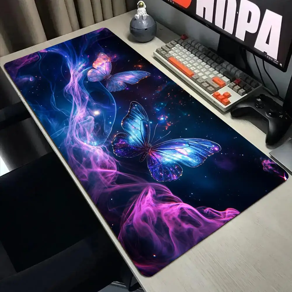 Dreamy Butterfly Mouse Pad Desk Mat with Stitched Edge XXL Mousepads Rubber Anti-slip Gamer Keyboard Rug Gaming Mats Mauspad