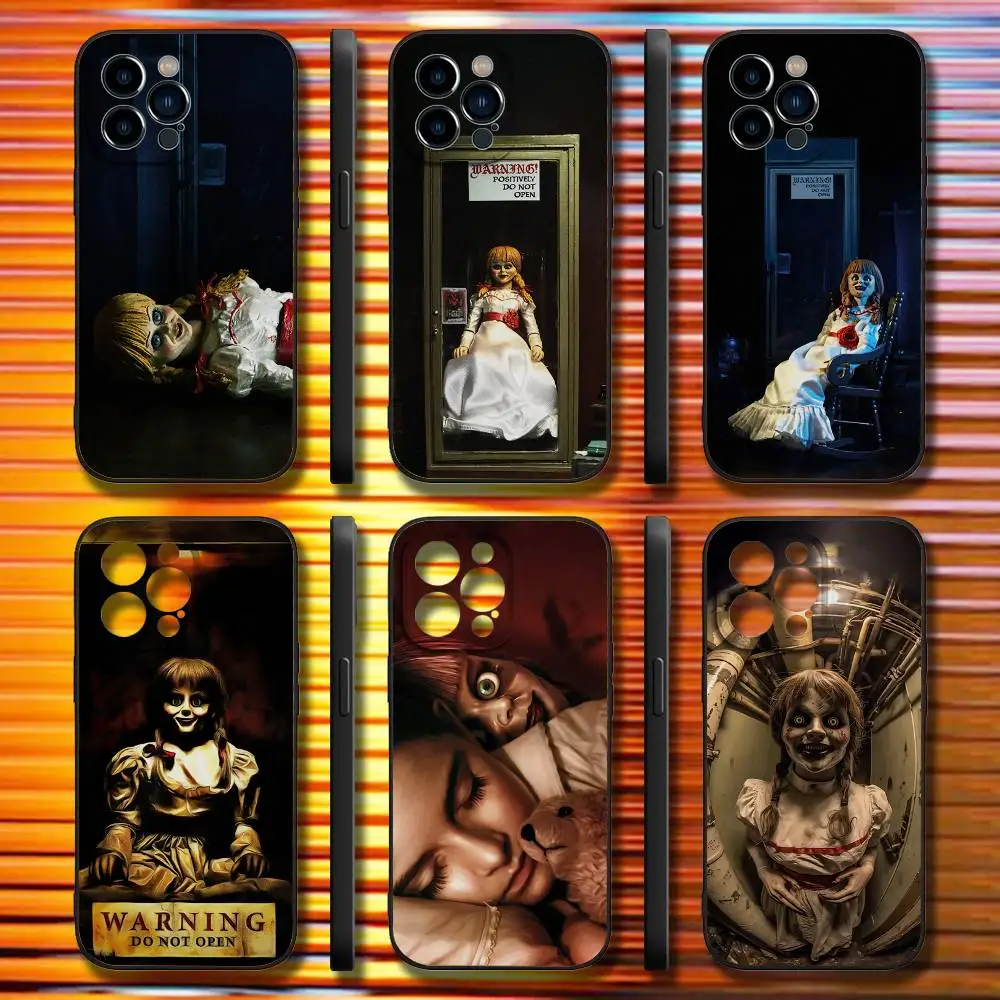 

A-AnnabelleS Horror Doll Phone Case For iPhone 17,16,15,14,13,12,11,Pro,Max,Plus,X,XS,SE4,E,Mini,Soft Black Case