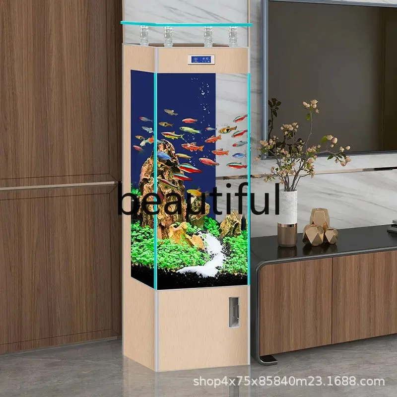 A139 Fish tank gold crystal ultra-white glass, filtered against the wall water-free all year round one-click drainage smart aqua