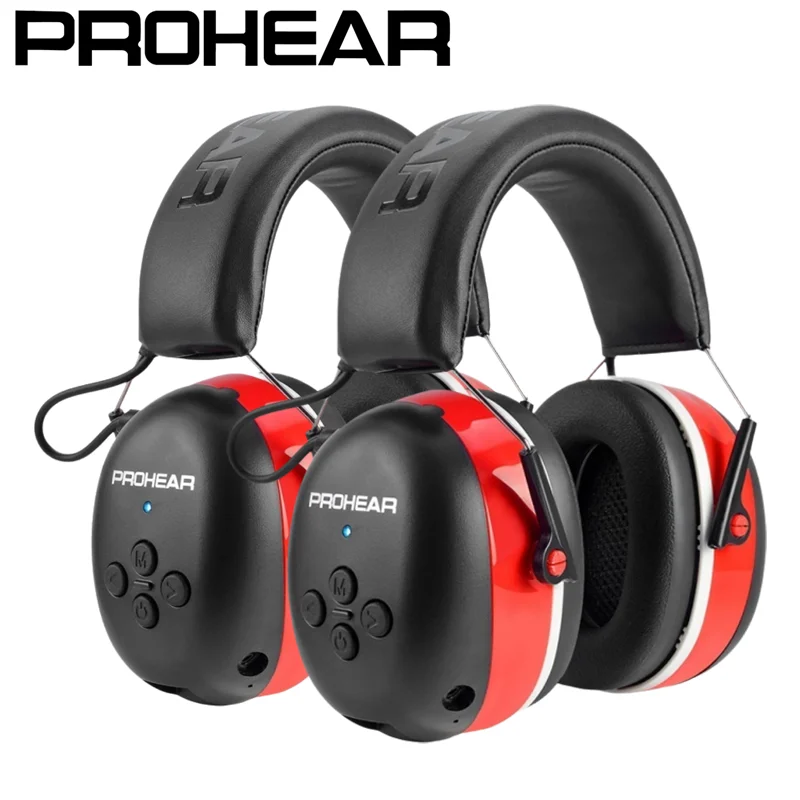 

PROHEAR 2 Pcs Bluetooth Electronic Earmuffs Professional Noise Reduction Ear Protection Red Safety Hearing Protection Gift