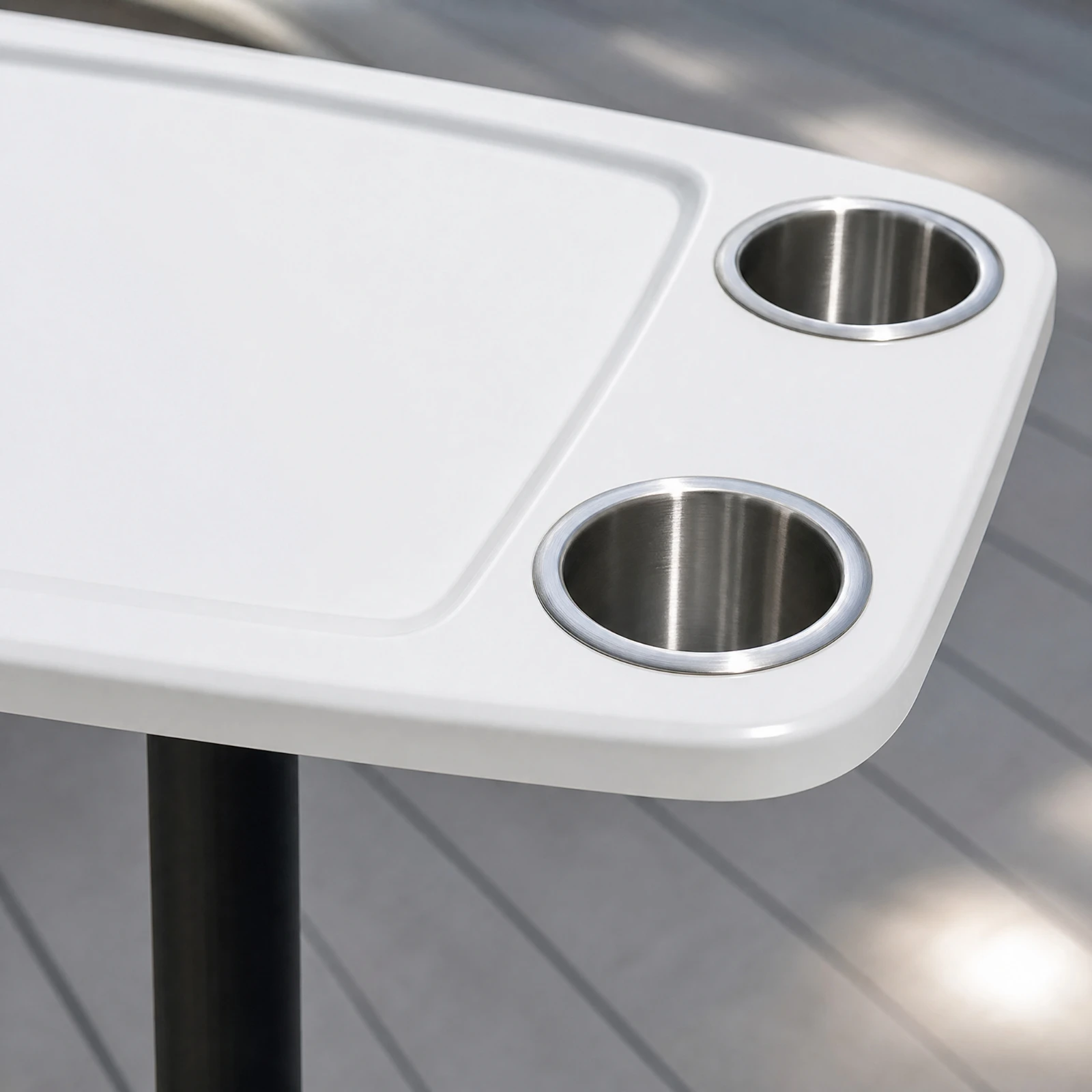 Square Boat Tea Table Stable Boat Table with Cup Holders Easy to Install Space-Saving for Boats, Yachts