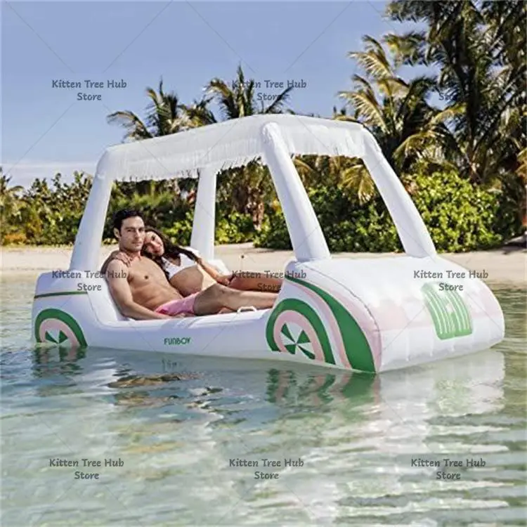 Inflatable PVC Sunshade Car Floats on The Water in Summer, Double Floats on The Water, Inflatable Beach Water Loungers Float