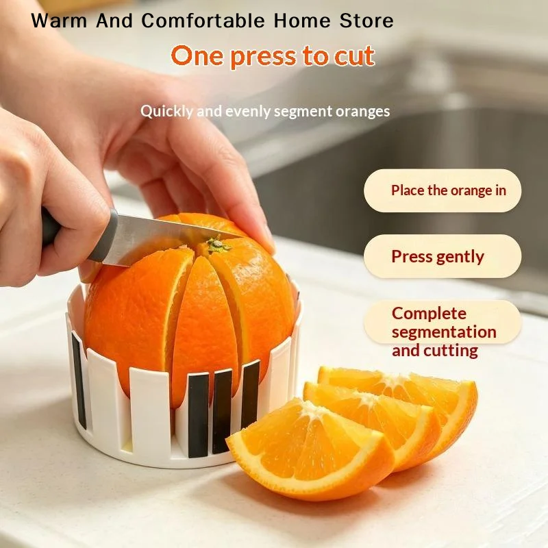 【W】3D Printed Orange Slicer Kitchen Must Have Safe Tool With Non Slip Handle For Quick Easy Slicing Without Hurting Hands