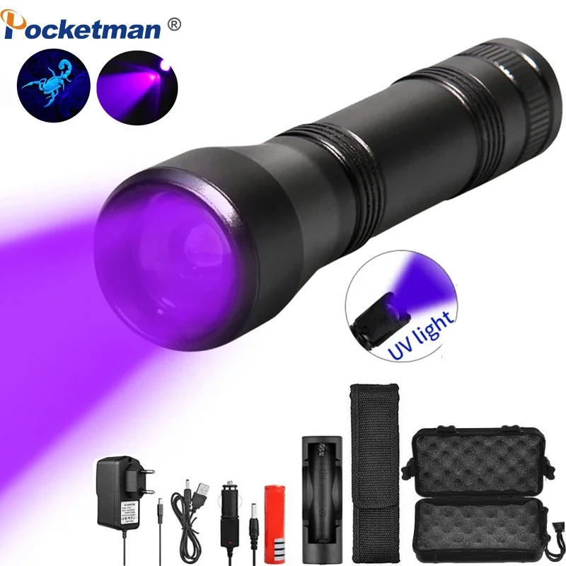 UV Flashlight 395nm Black Light Zoomable Torch UV Light Detector Flashlights for Pet Urine Stains Scorpion