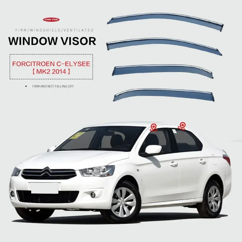 Fit for CITROEN C-ELYSEE 2002-2013 2014-2019 Window visor Car Sun Rain Guard Shade Deflector Wind Weathershield Moulding Trim