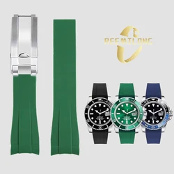 Silicone rubber watchstrap For Rolex daytona submariner yacht master 20mm Solid color black blue red green white brown watchband