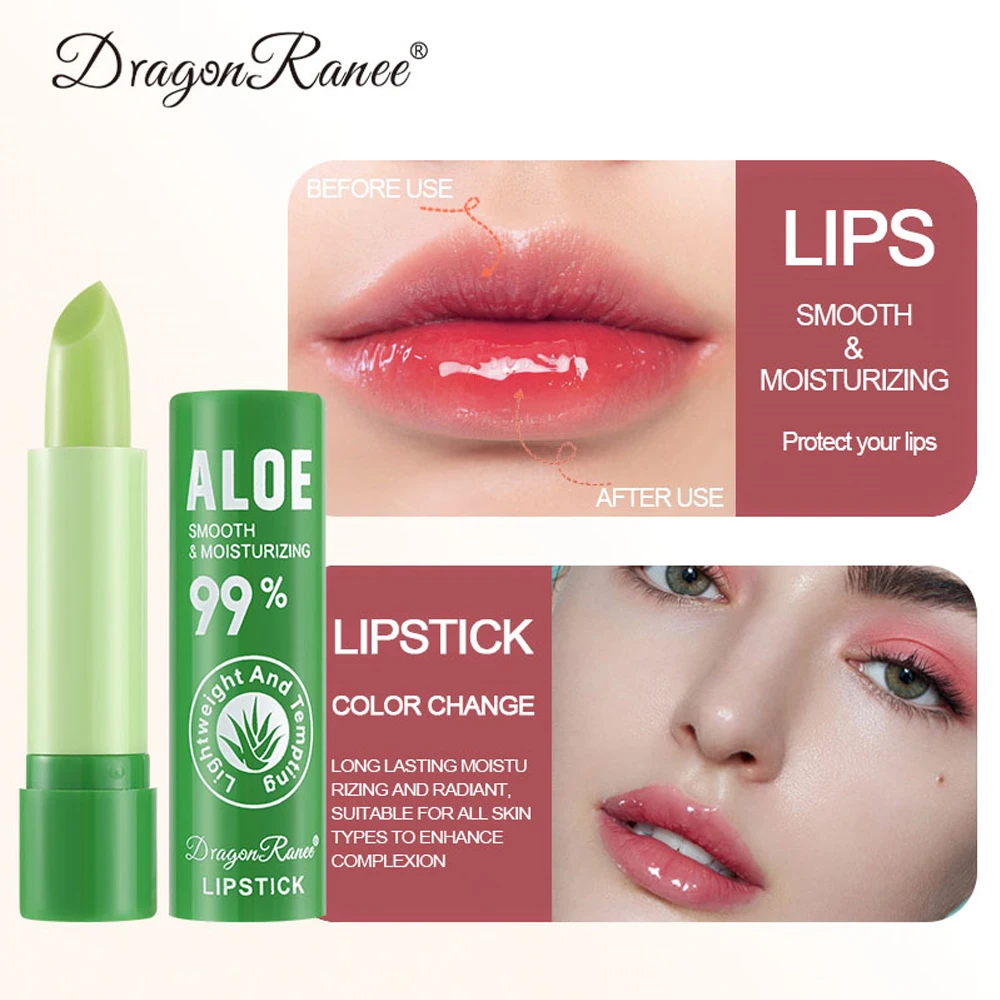 Conjunto de bálsamo labial de aloe vera de 12 peças, hidratante de longa duração, antiaderente, à prova d'água, batom gelatinoso que muda de cor contendo squalano vegetal, adequado para todos os tipos de pele