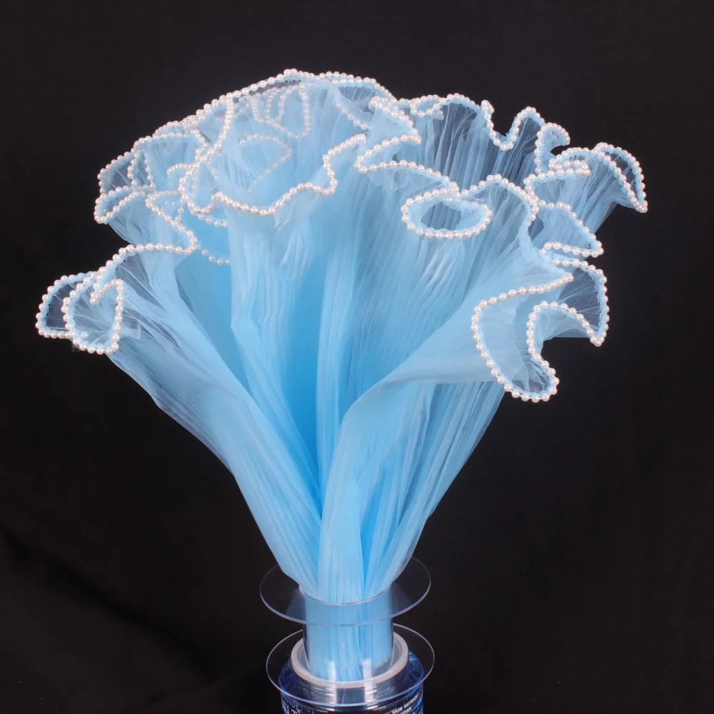 

Pearl Lace Flower Wrapping Cloth Handmade Bouquet Florist Gift Wrapping Mesh Wave Yarn Romomatic Roll Flower Bouquet Wrapping