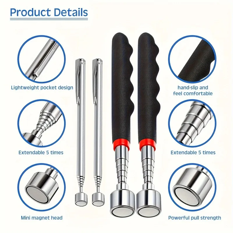 Extendable Telescopic Magnetic Pickup Rod Portable Magnet Pen for Picking Up Screws Nuts Bolts Small Metal Parts view 3