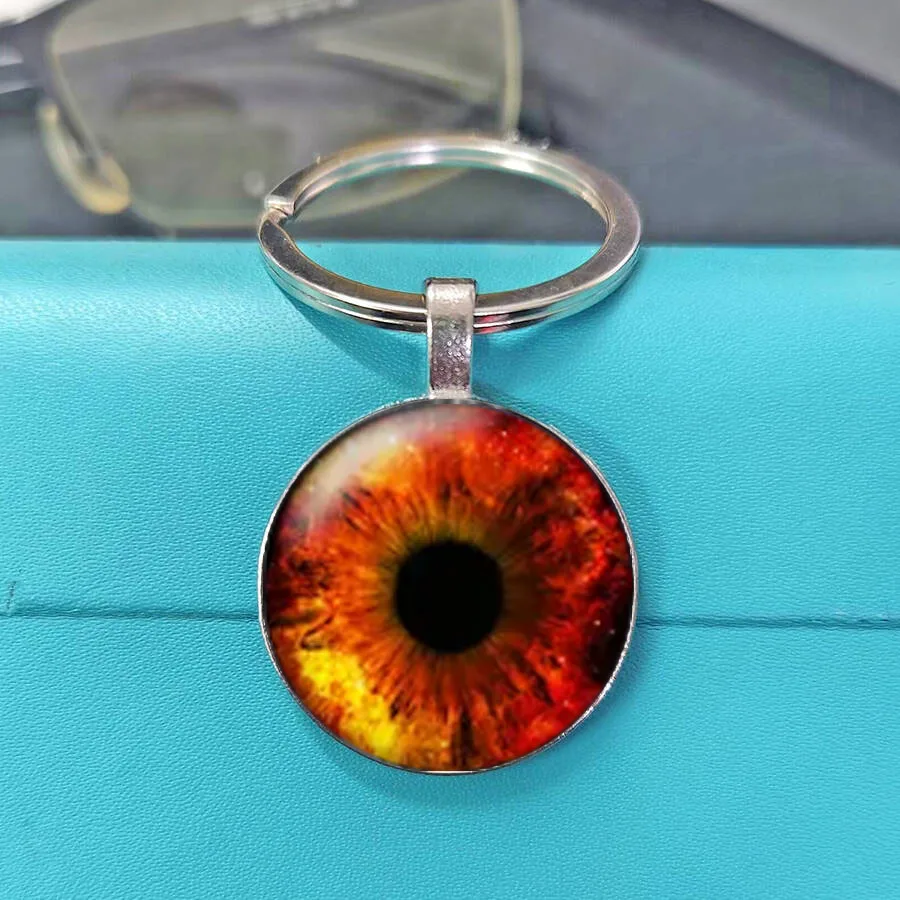 New Galaxy Eye Style Keychain Cabochon - Nebula Colorful Iris Print Round Charm for DIY Craft & Bag Accessory