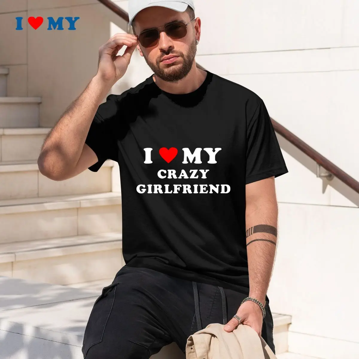 

I Love MY CRAZY GIRLFRIEND T-Shirt - Stylish Cotton Short Sleeve Tee for Men, Casual Fit, Perfect Gift for Valentine's Day!