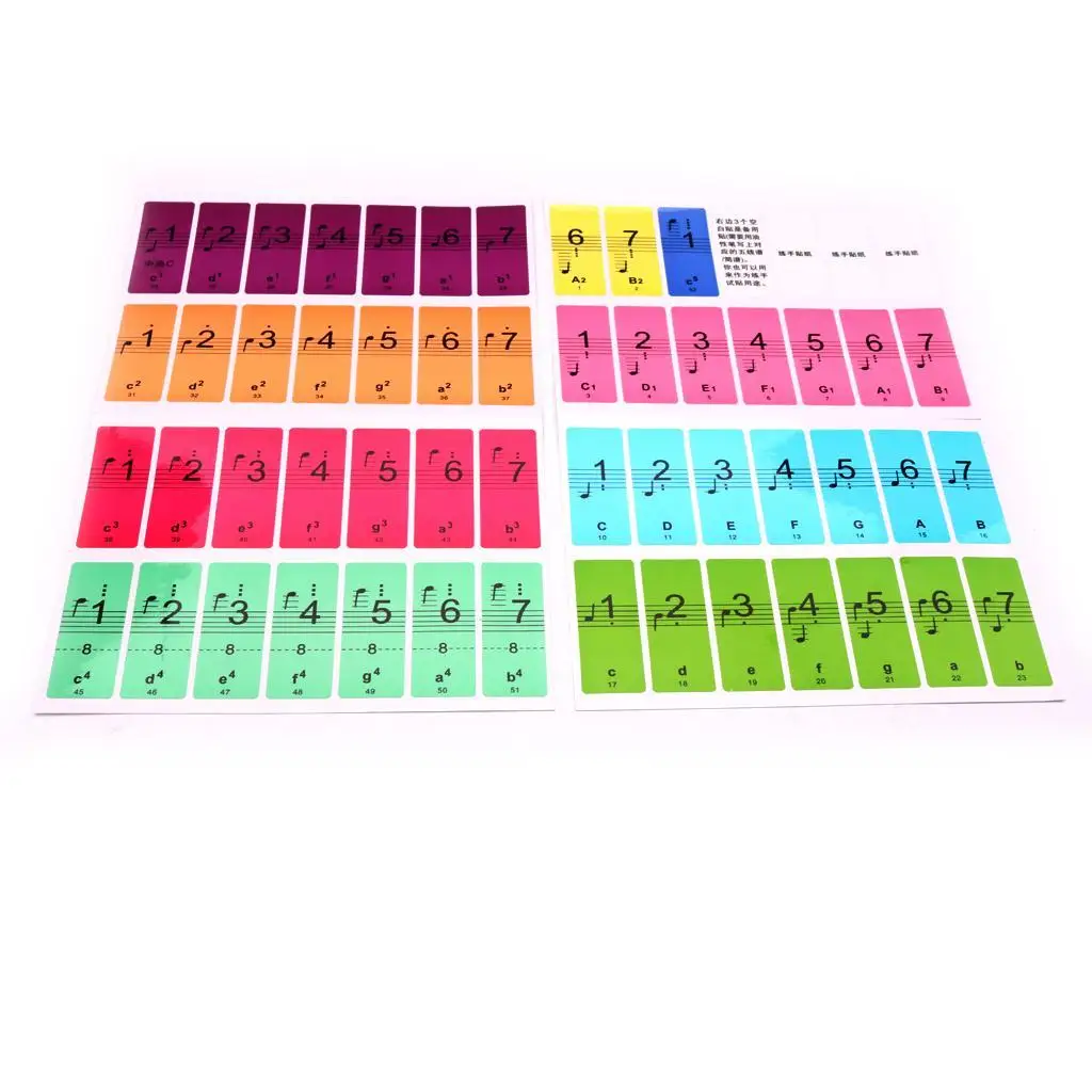 Piano Note Label Sticker Removable Paper Decal for 88 61 Key Instrument Keyboard Seat Piano Accessory