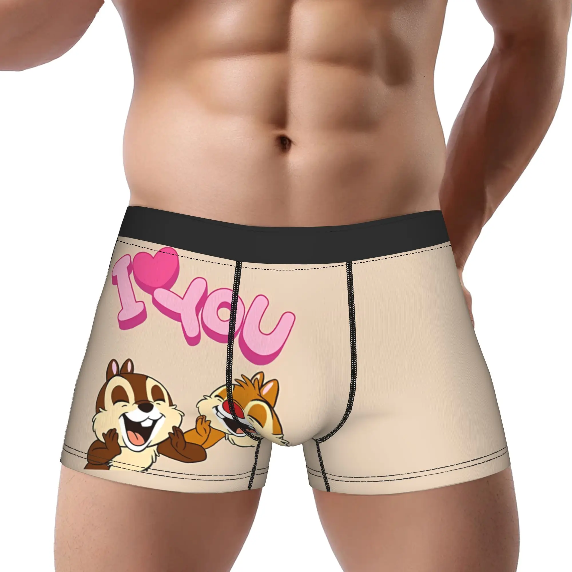 

Трусы I Love You Chip 'n' Dale, мужские трусы, вентилируемые шорты, боксеры