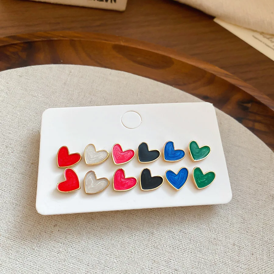 12 قطعة قطرة النفط جولة الحب القرط للنساء اثني عشر قطعة مجموعة من الصغيرة الطازجة الحلو مزاجه وأقراط تصميم طقم مجوهرات #3