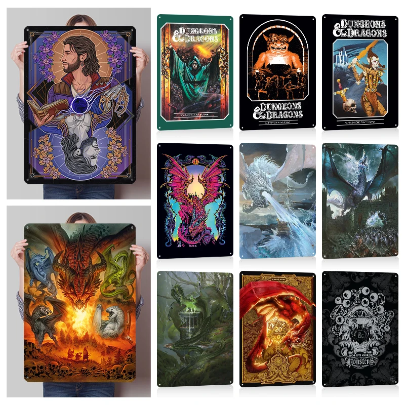 Dungeons And Dragons Game Posters 3D Textured Vintage Metal Tin Sign Personalized Retro Wall Art for Man Cave Room Home Decor