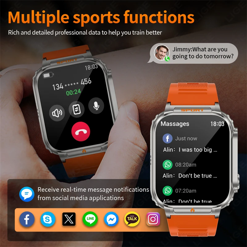 LIGE 2025 Lighter Smart Watch Men Luxury Watch Call Smartwatch Heart Rate BloodOxygen Sleep Monitor Pedometer for iOS Android ﻿