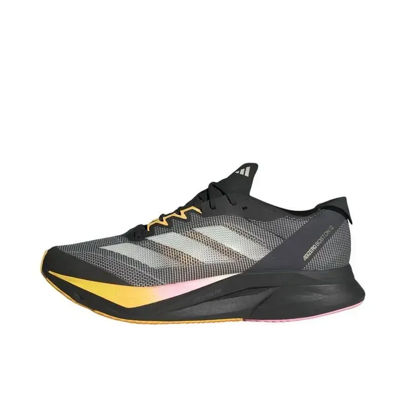 Adidas Adizero Boston 12 Men Yellow Black White Shock Absorption Comfortable, Lightweight and Durable Running Shoes Sneakers