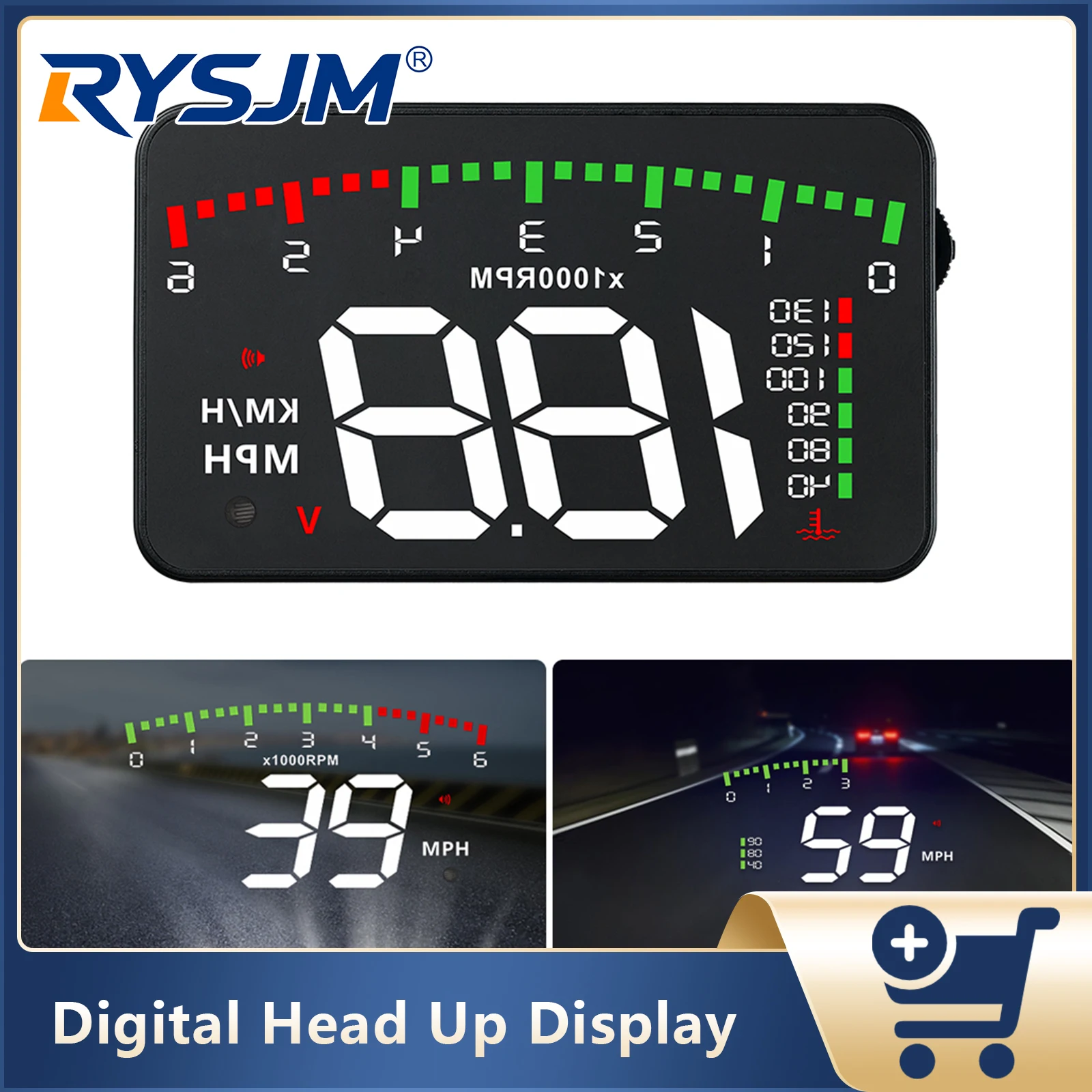 A900 Car OBD2 For HUD Windshield Projector Head Up Display RPM Tachometer Speedometer Water Temperature Gauge On-board Computer