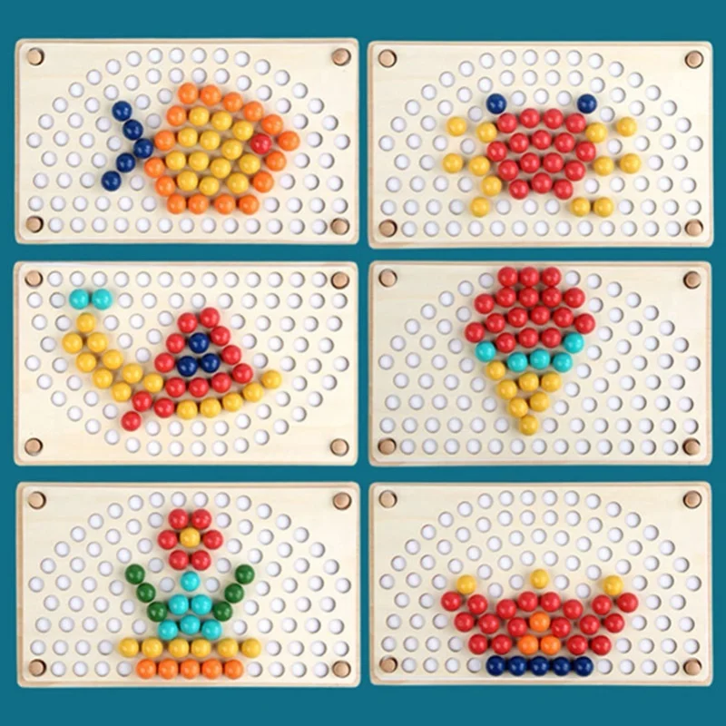 나무 페그보드 구슬 게임 교육용 무지개 클립 구슬 퍼즐 분류 장난감 유아 및 미취학 아동용