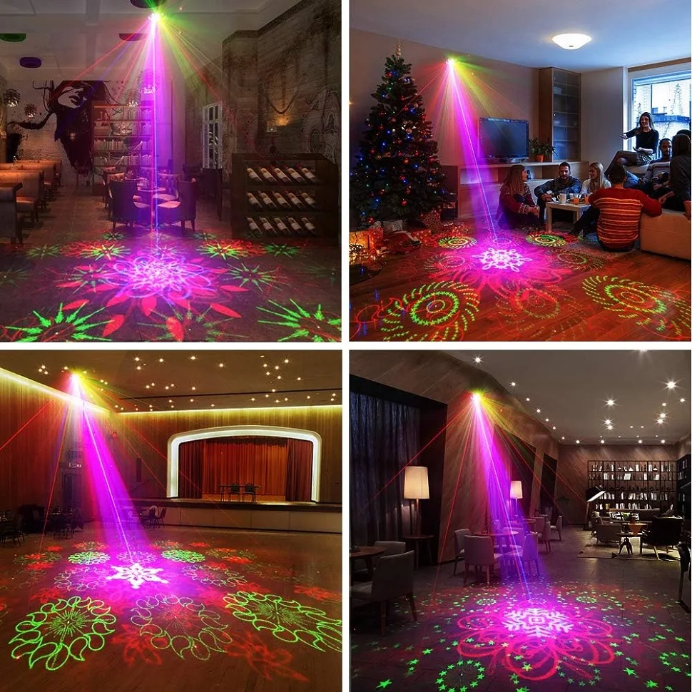 DJ Party Stage Disco Light Laser Projector Light Red Green Blue 9LED Strobe Christmas Holiday Wedding Party Decoration