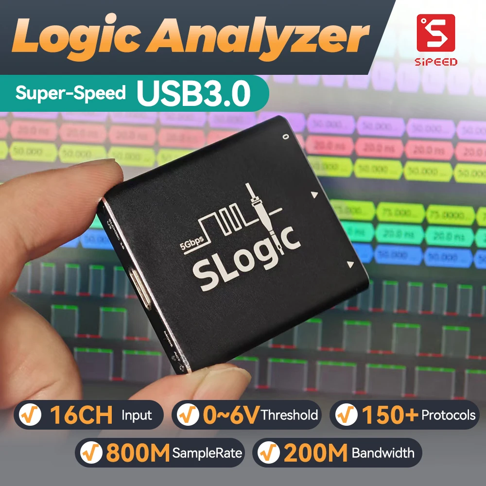 Sipeed SLogic16U3 16CH 800M Samplerate 5Gbps USB3 محلل منطق فائق السرعة عتبة قابلة للتعديل لـ WIN MAC Linux