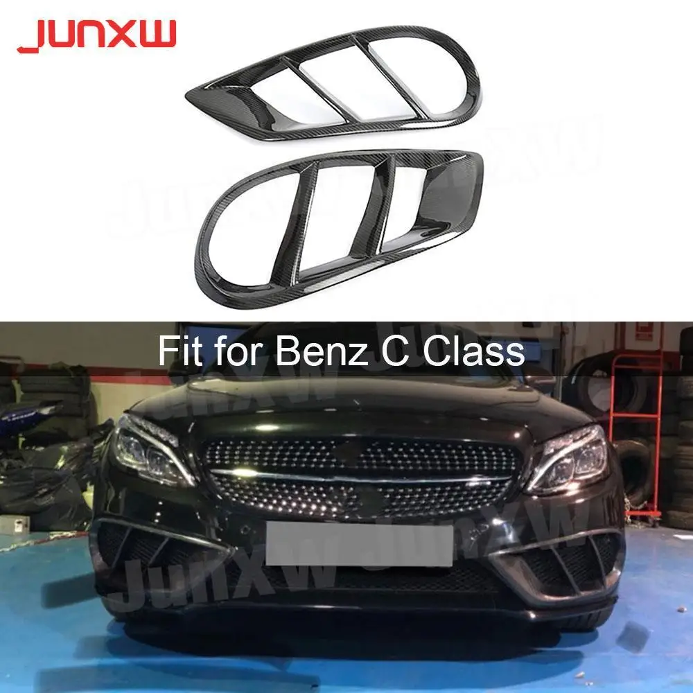 

Carbon Fiber Front Bumper Air Vent Outlet Cover For Mercedes W205 C43 AMG C200 Sport 2015 - 2019 Foglight Mesh Grill Frame FRP