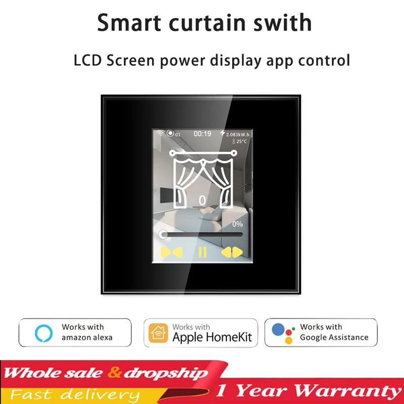 

NEW LCD WiFi Smart Curtain Switch for Electric Motorized Curtain Blind Roller Shutter Works with Apple Homekit Alexa Google Home