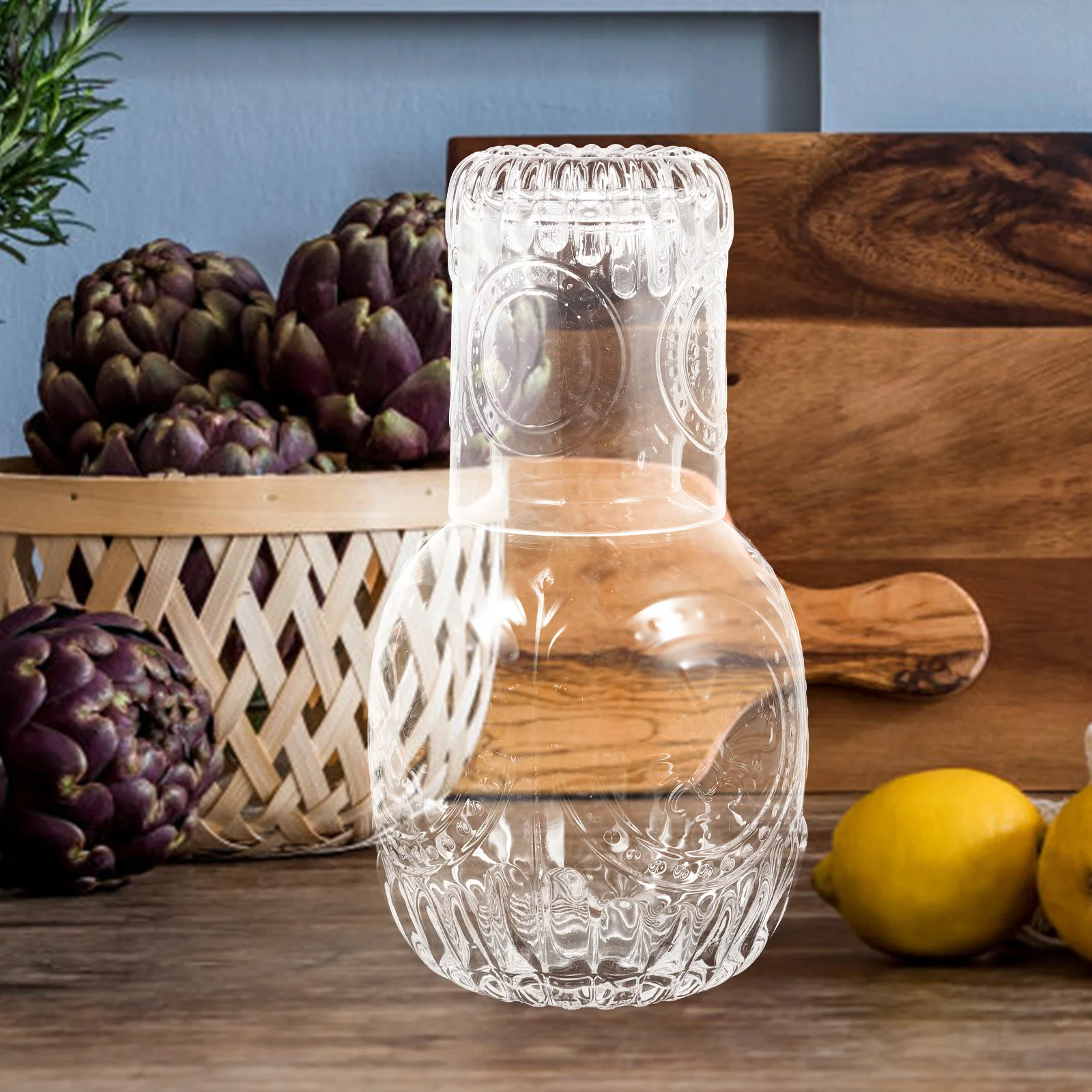 

1Set Cold Water Glass Jug with Cup Multi-Function Transparent Glass Water Pot for Home Office Beverage Supply Home Supply