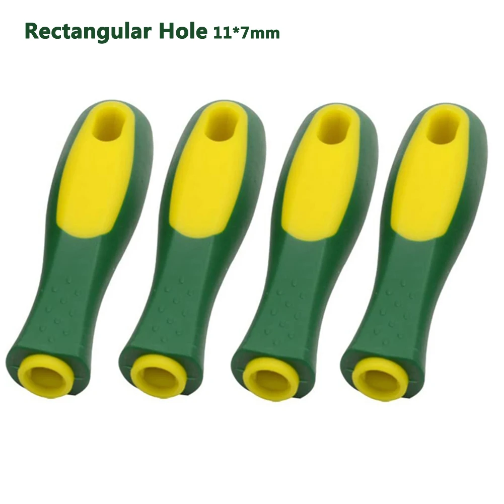 4Pcs Rubber Files Handles Files Supplies 4-1/3Inch Length Round Rectangular Hole File Handle Two-color Rubber File Handle