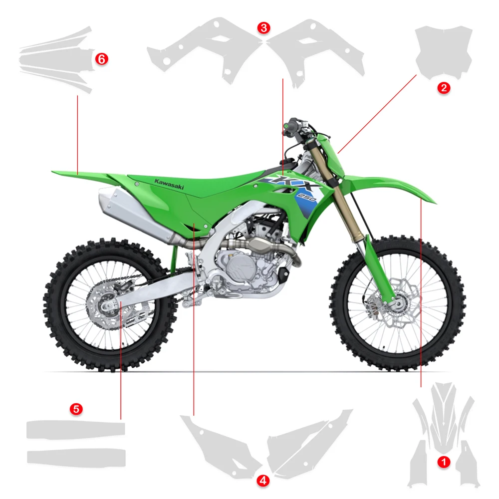 NEW KX125 KX250 PPF TPU Paint Protection Film Fuel Tank Anti-scratch Fairing Protection Kit For Kawasaki KX 125 KX 250 2026