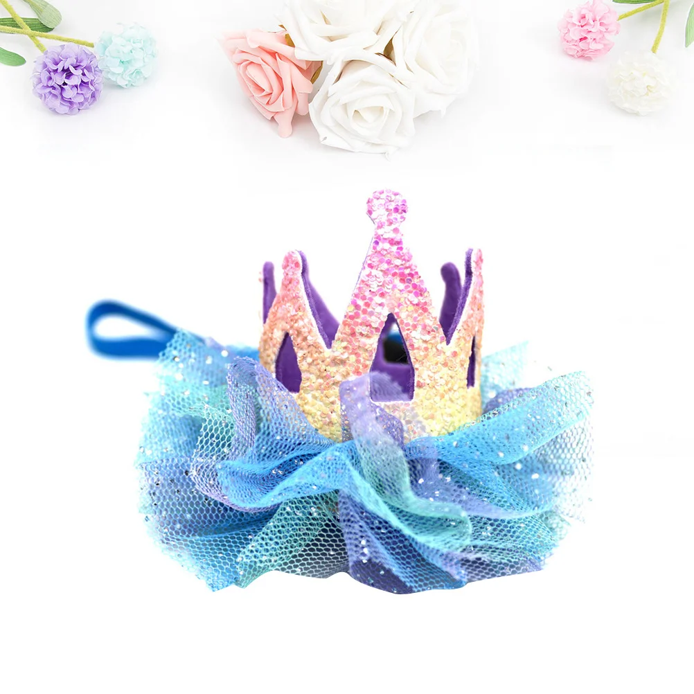 

1pc Netted Crown Hat Purple Adjustable Pet Birthday Party Headwear Dog Crown For Small Large Breeds Chihuahua Pomeranian