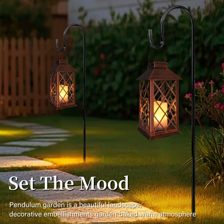 Creative Solar Powered Hanging Lamp Flickering Flameless Candle Waterproof LED Light For Table Patio Lawn Outdoor Party Decor image 5