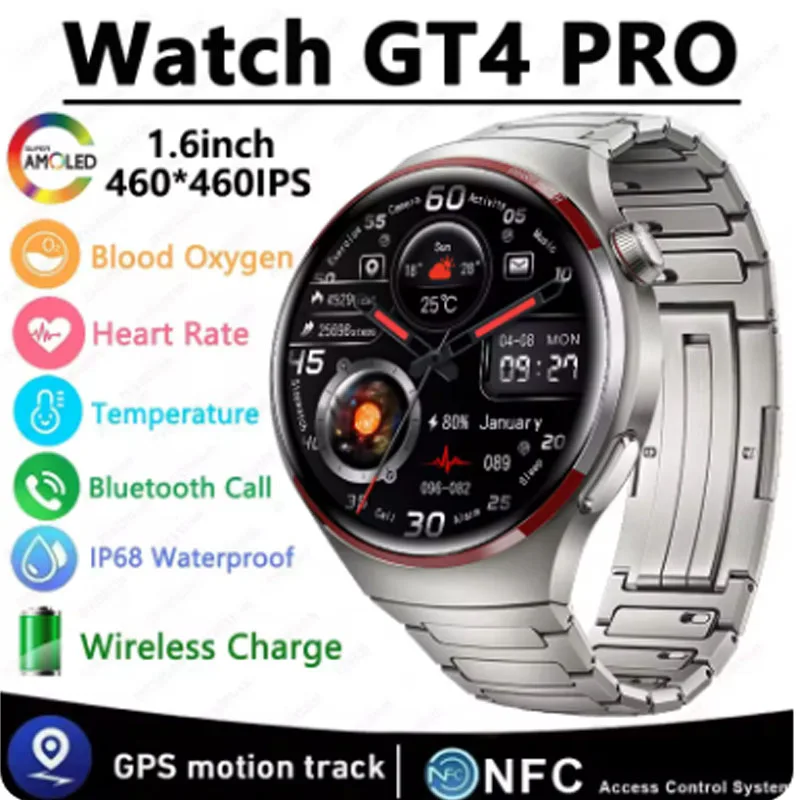 For Alcatel 1S Huawei Enjoy 20 Pl Men Watches AMOLED HD Screen Bluetooth Call GPS NFC Heart Rate IP68 Waterproof SmartWatch 2024