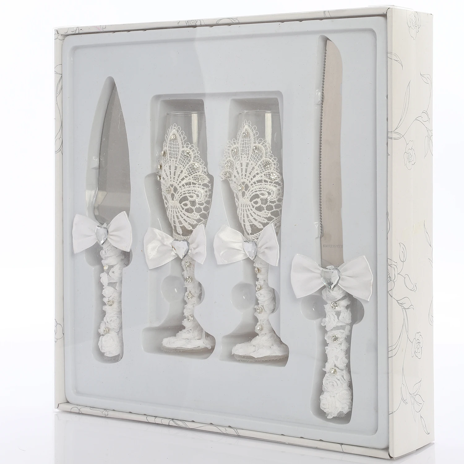 طقم زفاف أوروبي طقم أدوات مائدة زجاجي رومانسي مكون من أربع قطع