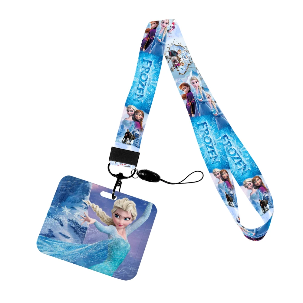 

Frozen 2 Elsa Anna Disney Movie Princess Horizontal Card Case Lanyard GirIs Badge Holder Pass Cover Slip Bank Card Holder Strap