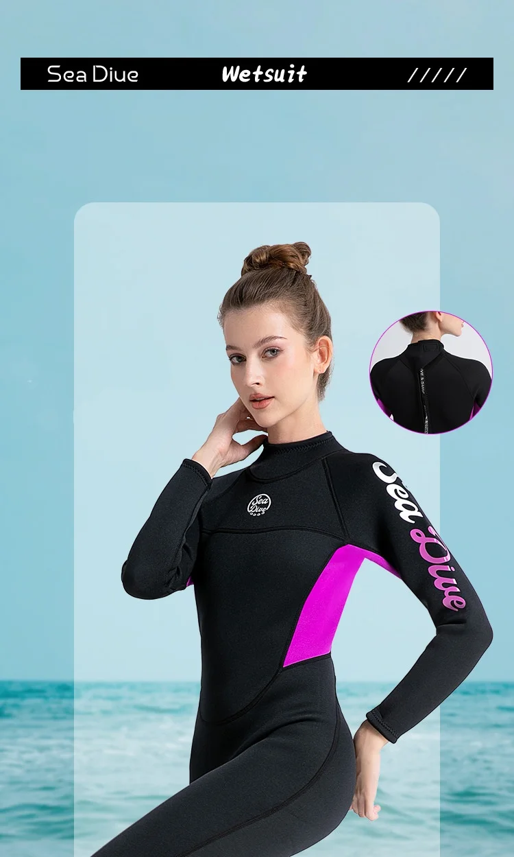 3 مللي متر النساء النيوبرين طويلة الأكمام الدفء Spearfishing التجديف السباحة بذلة الغوص كامل الجسم الغوص الانجراف بدلة غطس