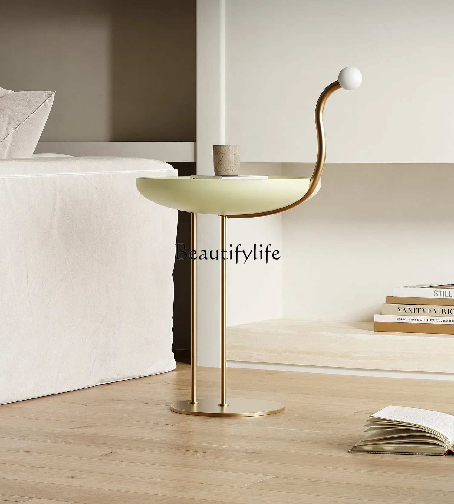 06 طاولة زاوية أريكة طلاء فلامنغو بسيطة إيطالية من الفولاذ المقاوم للصدأ مستديرة إبداعية #3