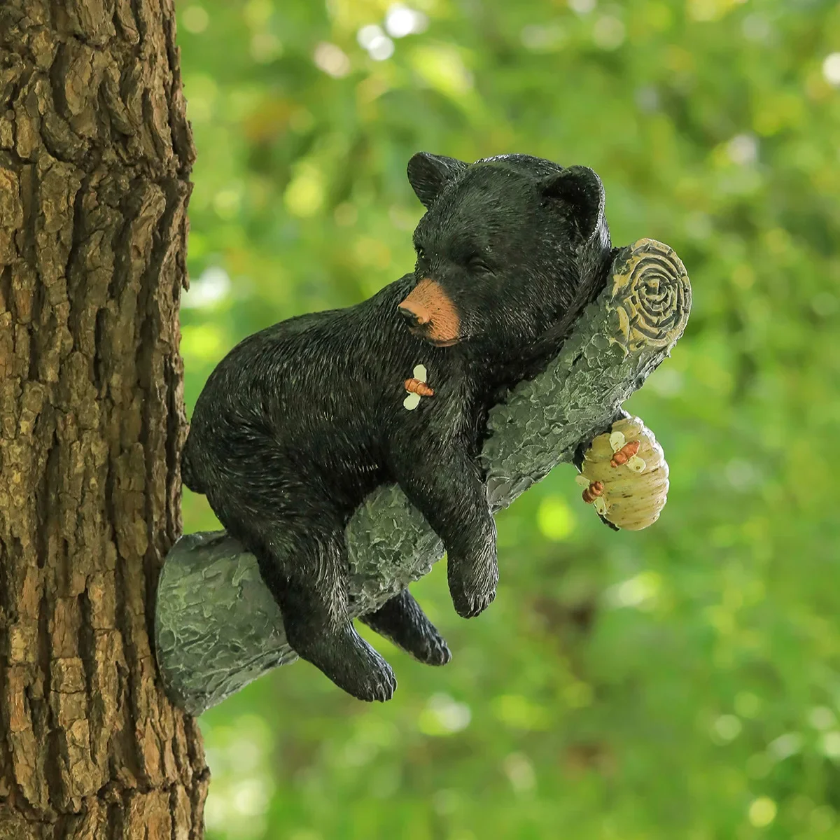 Tree Climbing Black Bear Ornament Ornament Courtyard Outdoor Decoration Simulation Garden Animal Pendant Resin Statue