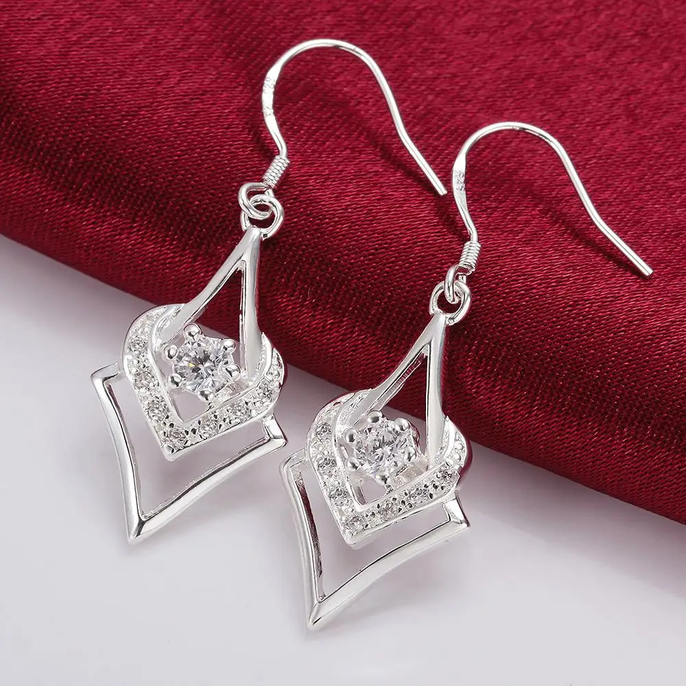 Neue Ohrringe aus 925er Sterlingsilber für elegante Damen, Schmuck, niedliche, edle Kristall-Geschenke zum Muttertag