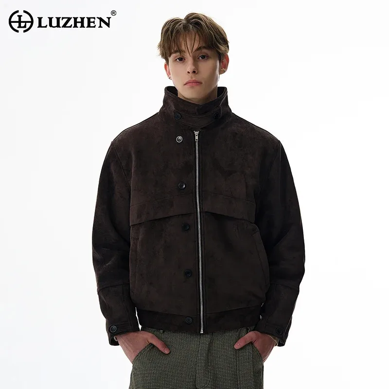 

LUZHEN Original High Quality Solid Color Zipper Stand Neck Jacket Men's Autumn 2025 New Fashion Handsome Elegant Clothes JY4101