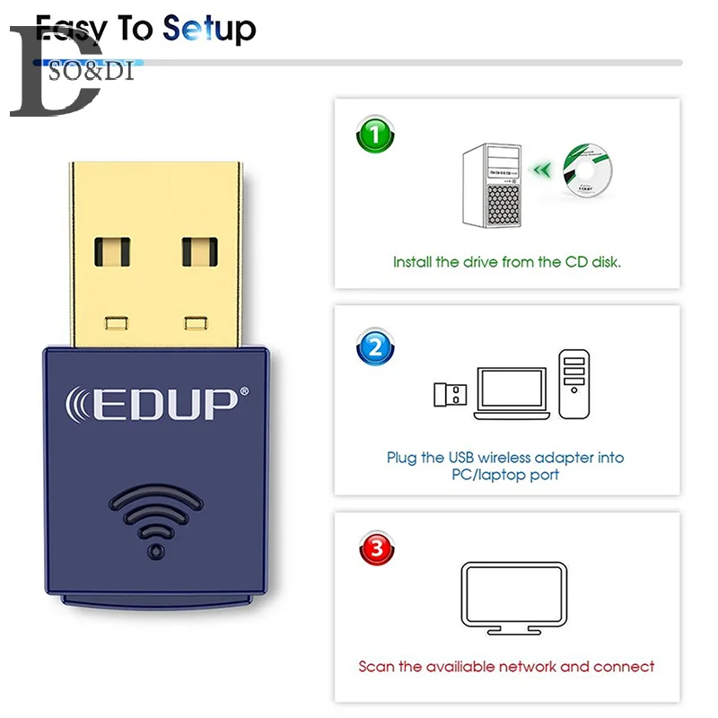 EDUP Mini WiFi Adapter 150Mbps WiFi Wireless Network Card Bluetooth4.0 USB2.0 WiFi Ethernet Stable Signal Adapter For PC Laptop