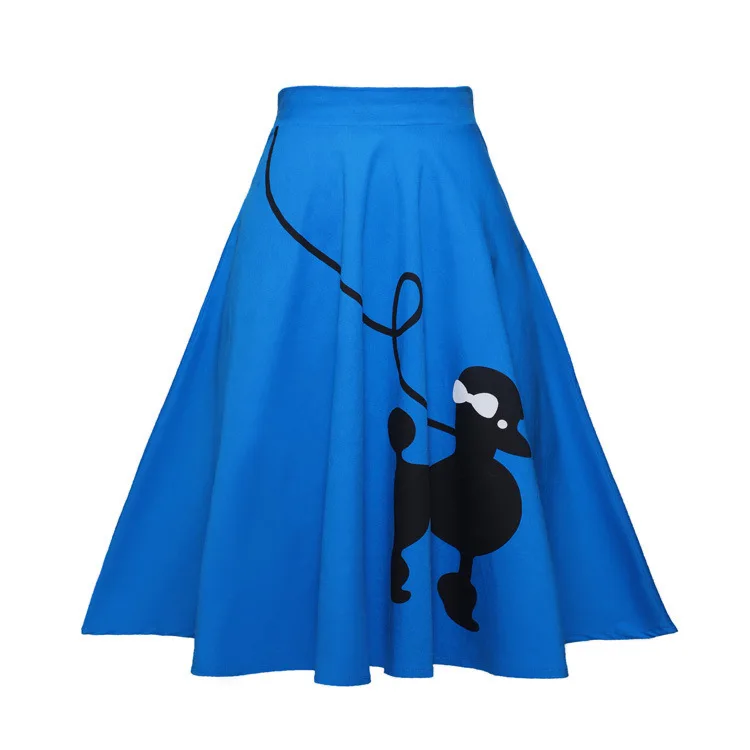 2026 Retro Summer & Autumn Print Half Skirt A-Line Dog Design Women's Fashion Cross-Border Vintage Skirt Cotton Home Daily Wear