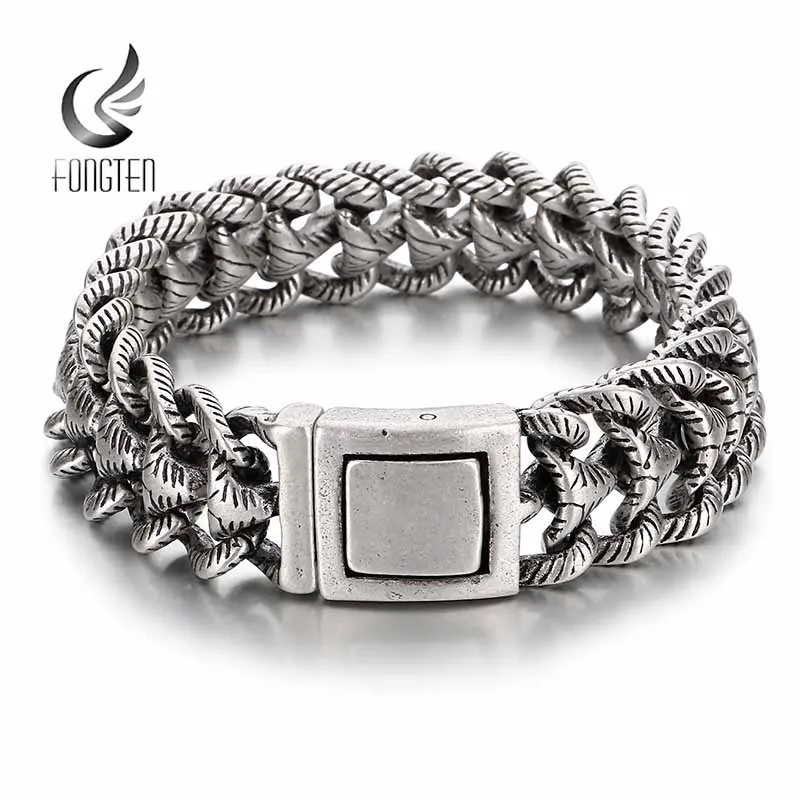 Fongten 22cm Snake Bracelets For Men Gold Color Stainless Steel Twisted Chain Viking Wrist Male Bangles Pulseras Jewelry Gifts