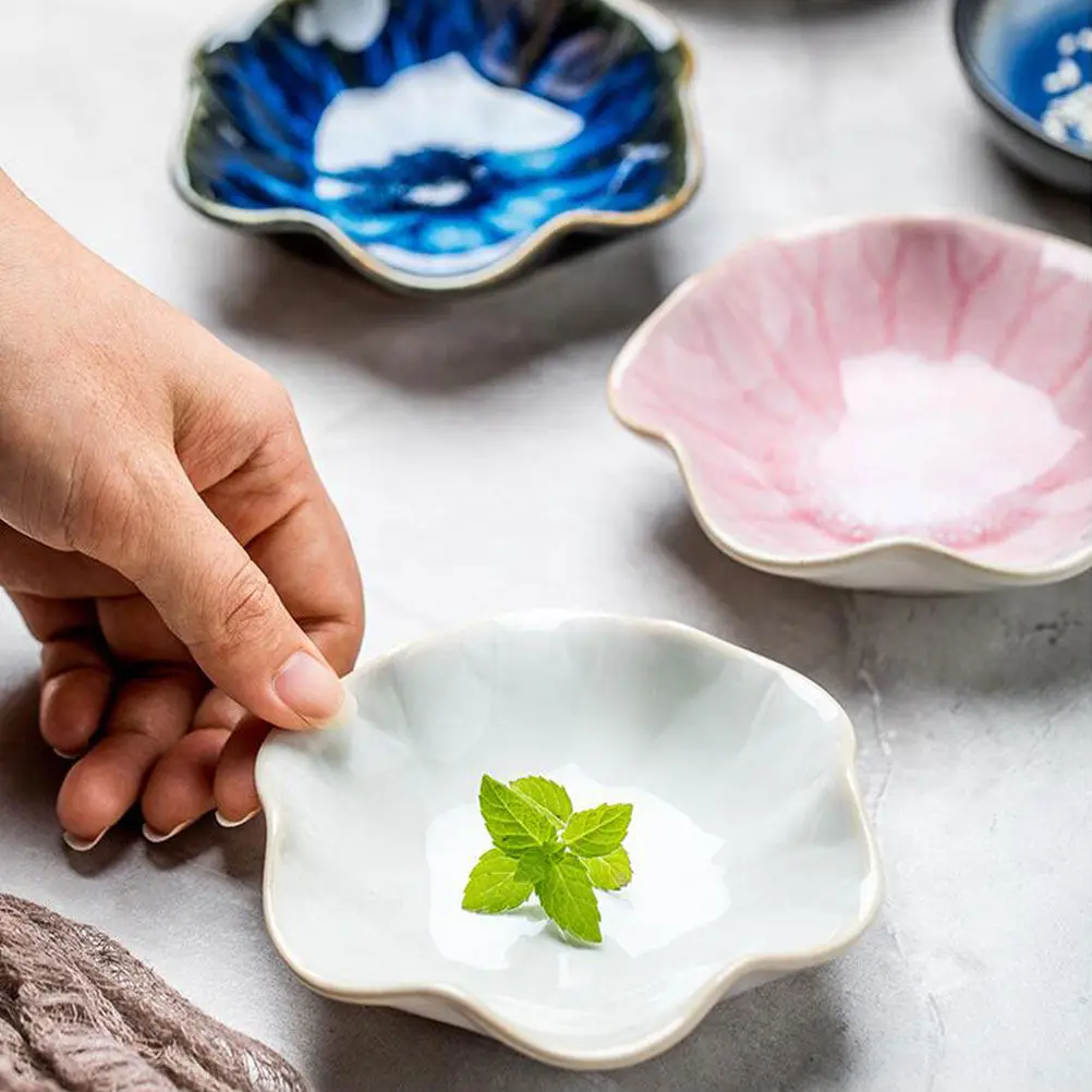 3Pcs Ceramic Sauce Dish Set Seasoning Dish for Soy Sauce Vinegar Oil Salt Sushi Butter Jam Appetizer Dessert Condiment Serving