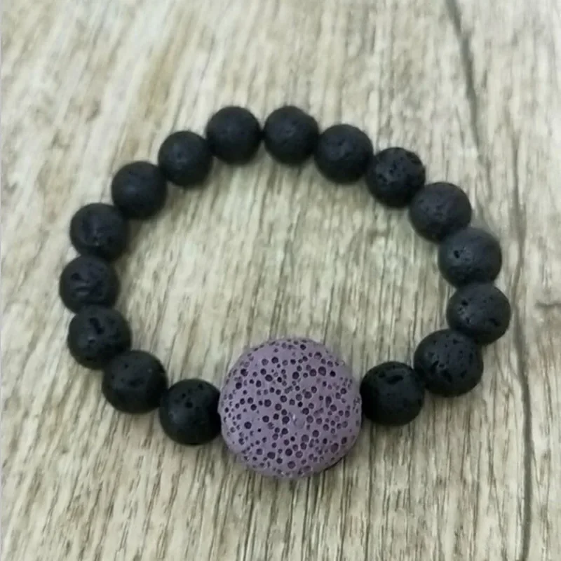 10mm Colorful Round Lava Stone Essential Oil Diffuser Bracelet 10mm Volcanic Aromatherapy Jewelry Rock  Men Women Bracelets