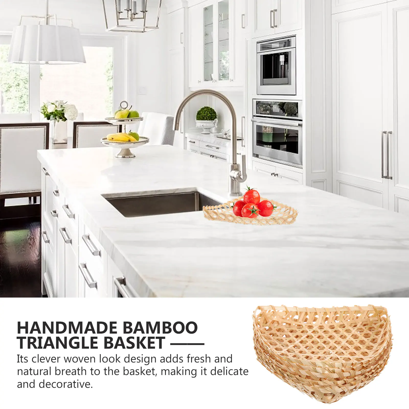 

6 Pcs Bamboo Woven Baskets Storage Bread Multifunction Food Serving Snack Fruit Lightweight Strong Home Restaurant Decorative